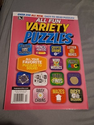 All Fun Variety Puzzles by Kappa - Over 250 Easy-To-Read Favorites To Solve -NEW