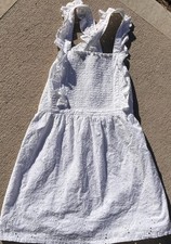 Lulus Dress S White Eyelet Ruffle Zip Smocked  Adjustable Straps Cottagecore