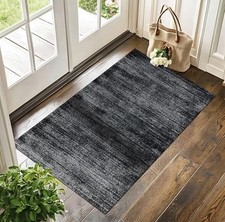 Black and White Rug for Bathroom Kitchen,Washable Non Slip Abstract Area Rugs