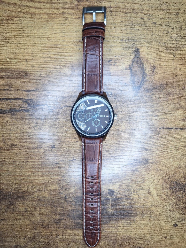Reloj para hombre Fossil Twist multifunción esfera negra correa de cuero necesita batería Foto 2 de 4