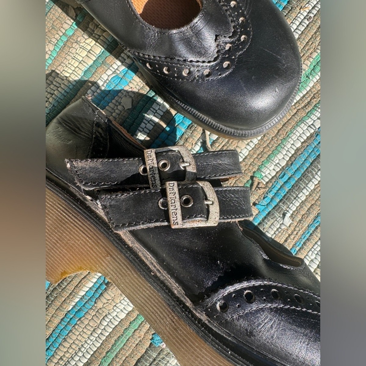 90s Vintage Made in England Doc Martens Black Mary Jane Shoes Sz