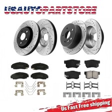 Front and Rear Drilled Rotors Ceramic Brake Pads for 2004 - 2008 Acura TL Base