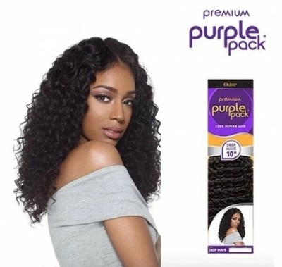 Outre Premium Purple Pack 100% Human Hair for Weaving DEEP WAVE 14 Inch # 1B