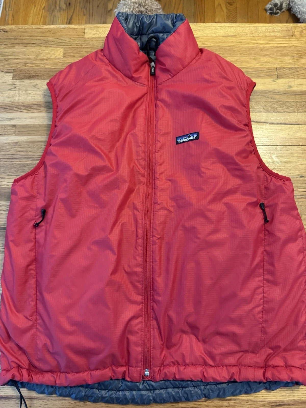 Patagonia VTG Micro Puff Large Mens Puffball Mars Red Full Zip Vest Read Desc.