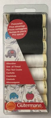 Gutermann Nähgarn Set SCHWARZ & WEISS - 7 Rollen 100m - Basteln Nähen