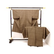 Authentic Unused Men's Kimono and Haori 2-piece set Yuki Tsumugi Silk ...