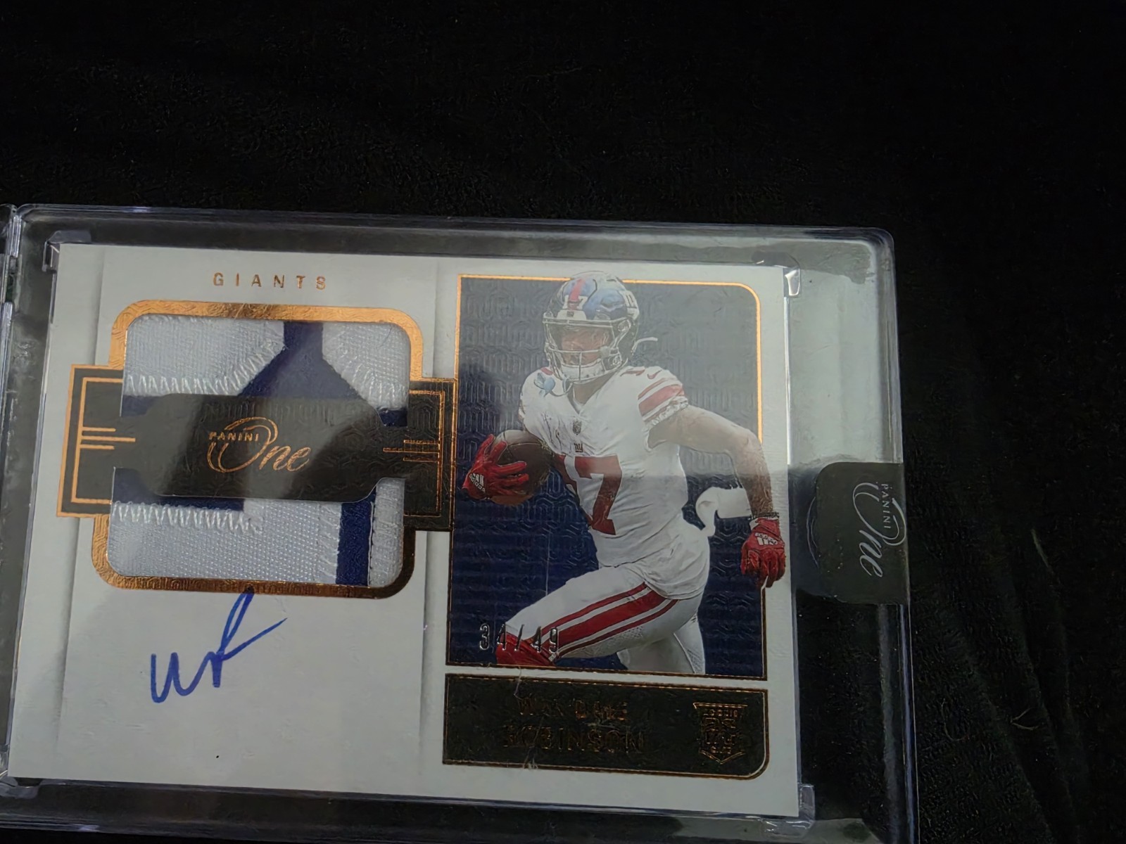2022 Panini ONE Wan’dale Robinson RC RPA Sealed Auto 27/49 Giants Patch Rookie view 1
