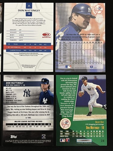6 Card MLB Lot Don Mattingly New York Yankees Threads, Home Field , Topps & More - Picture 6 of 6