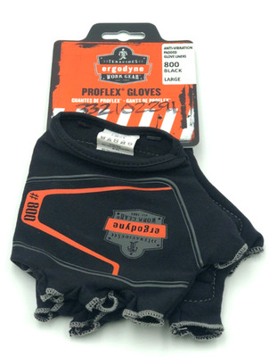 Ergodyne ProFlex 800 Anti Vibration Gloves Black Large Padded Work Liners NEW