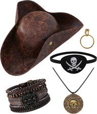 Pirate Hat Pirate Costume Accessories Set for Men Women Tricorn Hat