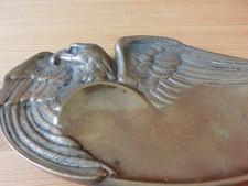 Cendrier Ancien En Porcelaine Française - Décor Doré Colombe Aigle Couronne Laurier