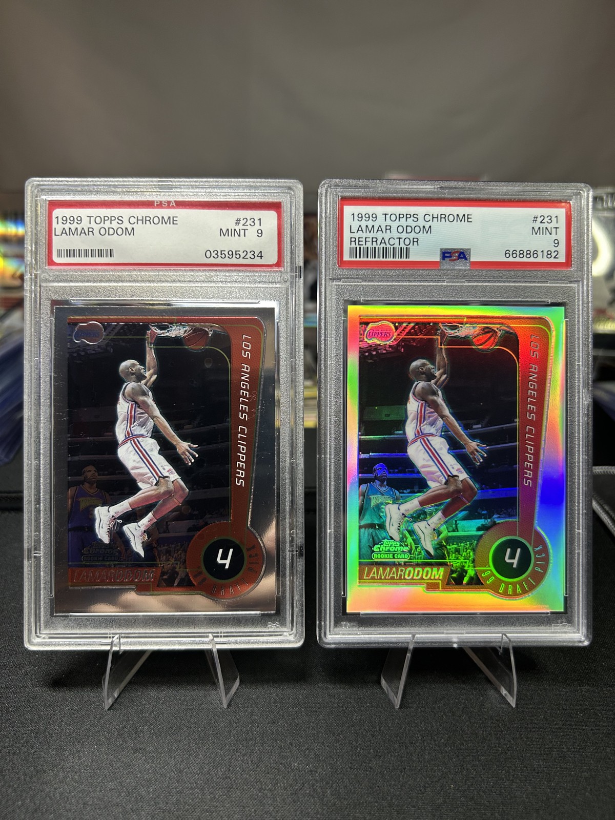 1999-00 Topps Chrome - '99 Draft Pick Lamar Odom #231 Refractor & Base PSA 9 RC