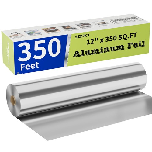 12in x 350ft Heavy-Duty Aluminum Foil Roll with Cutter - Food Safe for Cooking, - Picture 2 of 8