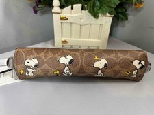 NWT COACH X PEANUTS Pencil Case In Signature Canvas With Snoopy Print CBT17