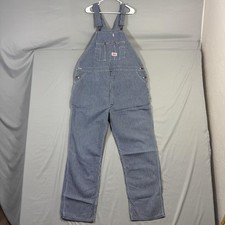 Round House Overalls Mens 46x34 Blue White Striped 100 Cotton Workwear USA