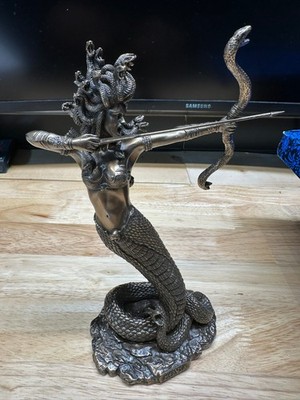 Veronese Design 9'' Furious Medusa Shooting Arrow Resin Sculpture Bronze Finish