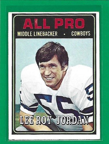 1974 Topps Football Lee Roy Jordan AP #138 Dallas Cowboys - Imagen 1 de 2