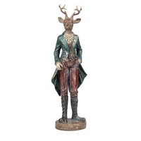 Dekofigur Hirsch Im Anzug Vintage H. 42Cm Aus Kunststein Formano