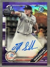 T.J. Sikkema 2019 1st Bowman Chrome Draft Auto #CDA-TJS Purple Yankees /250