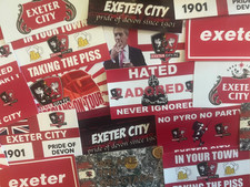 50x Mixed Exeter City Sticker Pack GLOSSY TEARPROOF WATERPROOF 10cmx5.5cm