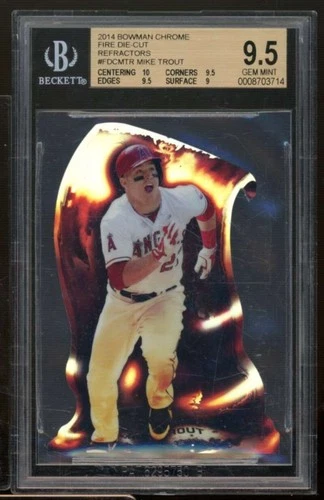 Mike Trout Card 2014 Bowman Chrome Fire Dic-Cut Refractors #FDCMTR BGS 9.5