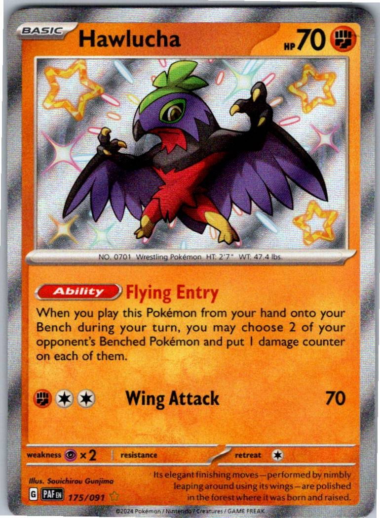 Hawlucha Shiny Rare SV: Paldean Fates 175/091 NM