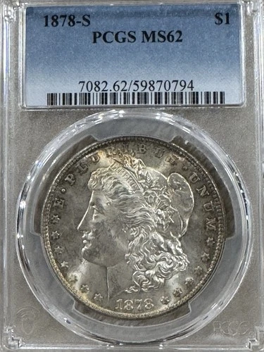 1878 S Morgan Silver Dollar PCGS MS 62 Toning