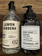 2x Pack- Home & Body Co Lemon Verbena & Lemongrass Mint Hand Soap 21.5oz /20.5oz