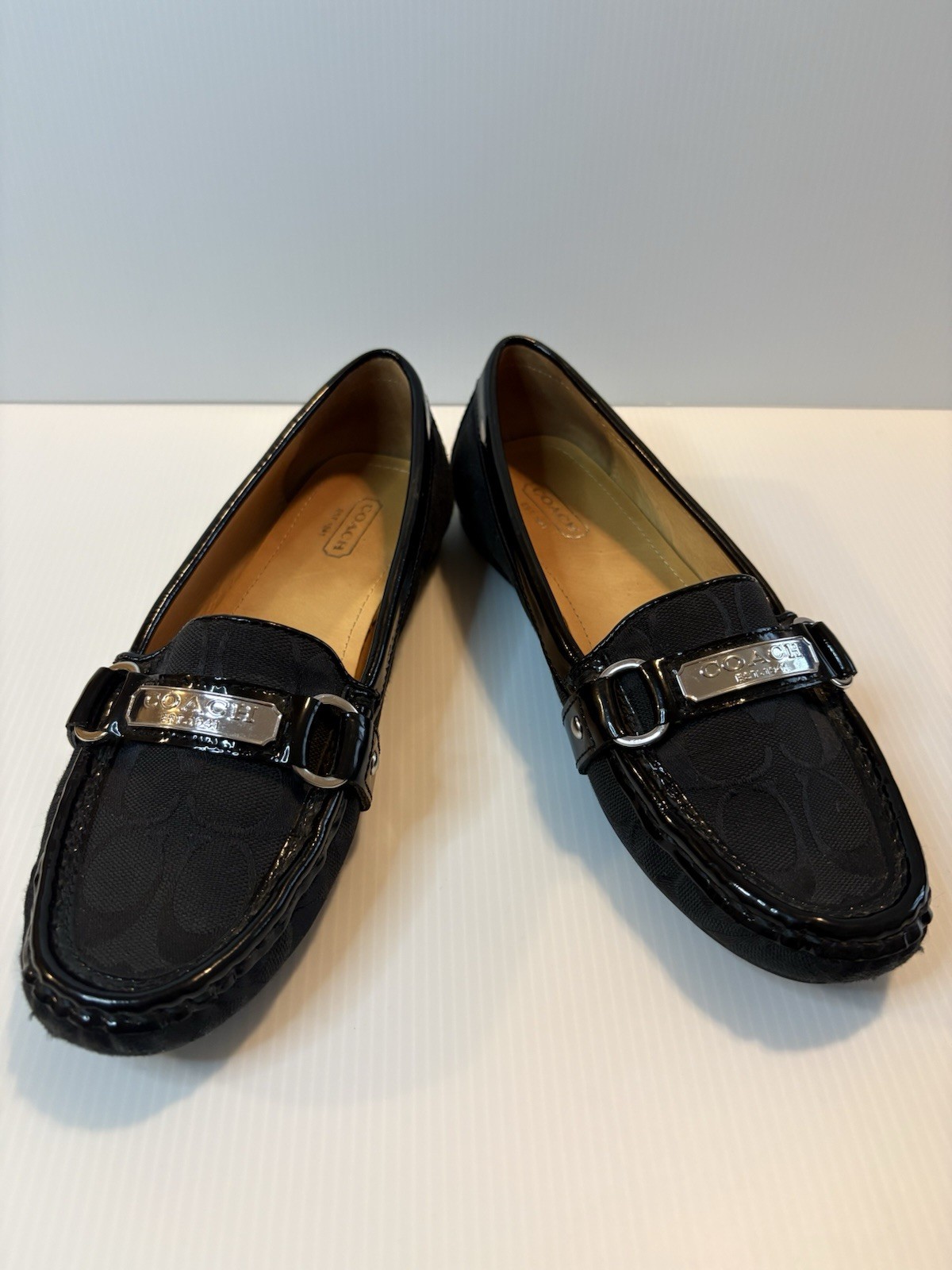 Coach Felisha  Signature C Loafers  Black Jacquard/Leather Trim 7.5 B-NWOT