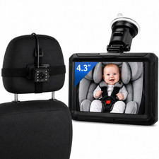 Baby Car Mirror Monitor 4.3" IPS Night Vision Rear Seat Infant Safety Wide View