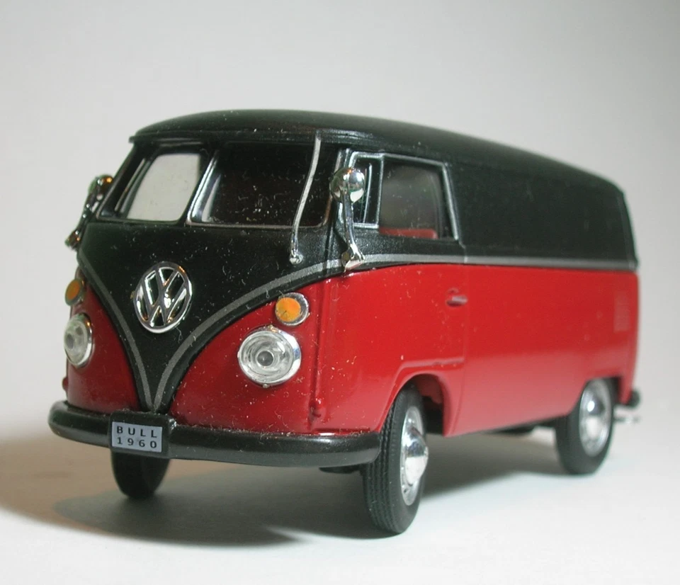 VW Volkswagen T1 furgone 1/43 sterzabile transporter  bulli rosso e nero - Immagine 3 di 4