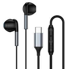 USB C Headphone Wired Earbuds for Samsung Galaxy A17 A16 5G A15 A14 A36 Black