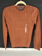 Tommy Hilfiger Women's Long-Sleeve Cable Knit Sweater Crewneck Heritagegold Sz S