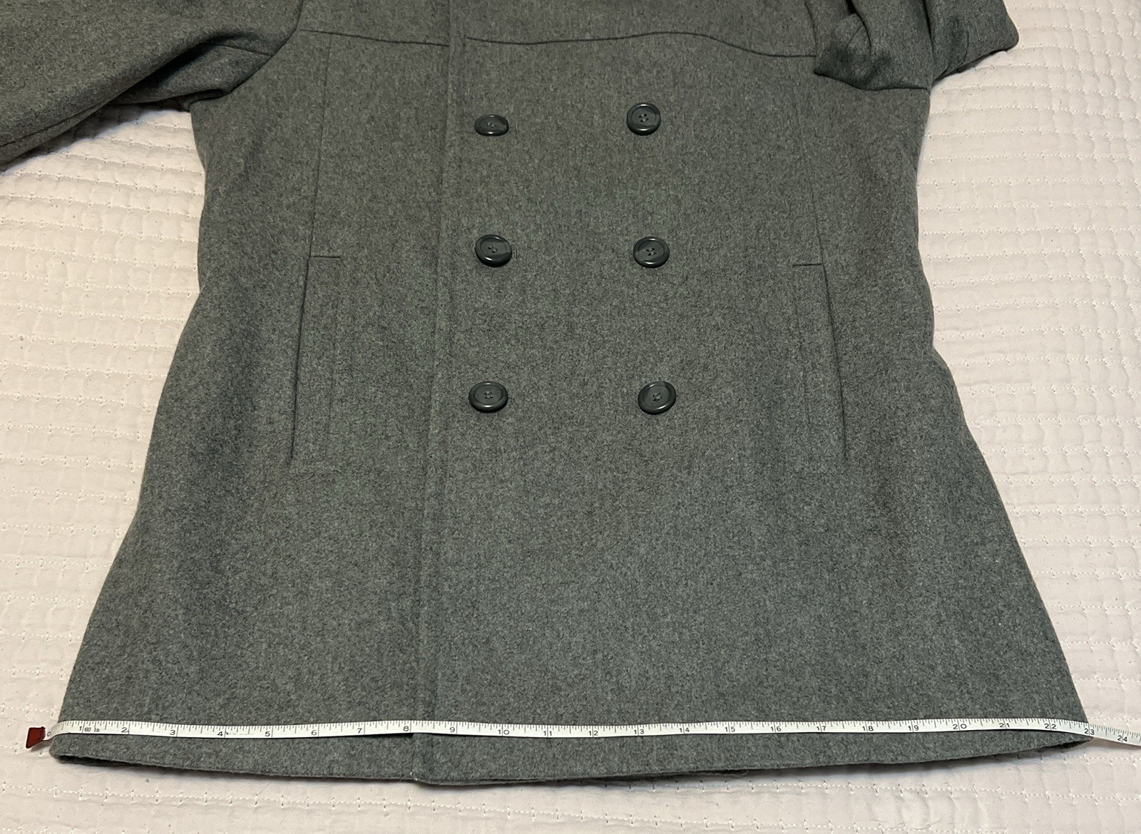 Calvin Klein Wool Blend Pea Coat Mens Size M Double Breasted Gray Lined