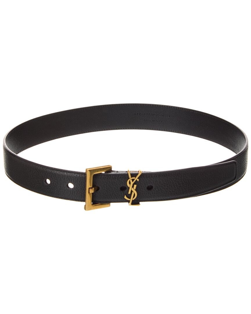 Saint Laurent Cassandre Leather Belt Womens Black 90 87890₽