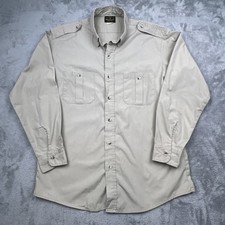 Melton Deerskin Shirt Mens XL Tan Button Down Epaulettes Vintage Made In USA