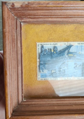 The Boston Tea Party Stamps, Shadow Box Raised ART , 8 Cent, Block of 4 - Picture 5 of 6