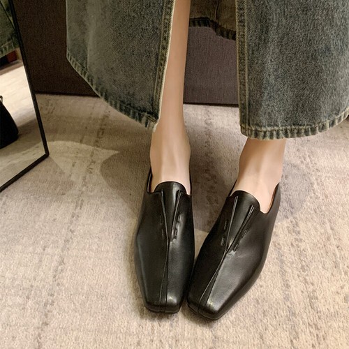 Womens 2023 Chic Leather Square Toe Slip On Flat Loafer Oxford Casual Shoes CSQK - Picture 5 of 15
