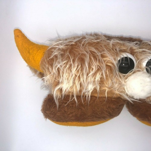 Stuffed Monster Yellow Horns Vintage 80’s - Foto 3 di 8