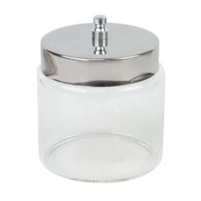 Tech-Med 3'' H x 3'' D Glass Dressing Jar, Stainless Steel Lid, 1/Pk.