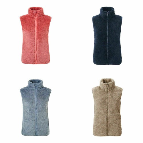 Damen Fleece Pelz Weste Jacke Ärmellos Winter Thermo Weste Körperwärmer - Bild 8 von 20