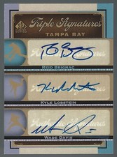 Reid Brignac Wade Davis Kyle Lobstein 2012 SP Signature Triple Sign Card# TB-17