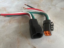 10 AWG Black Assembled Deutsch DTP 4 Pin waterproof connector 6" wire