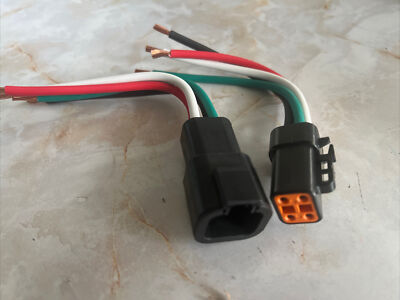 10 AWG Black Assembled Deutsch DTP  4 Pin waterproof connector 6'' wire