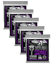 5 PACK Ernie Ball P03120 Coated Power Slinky Strings, 11-48