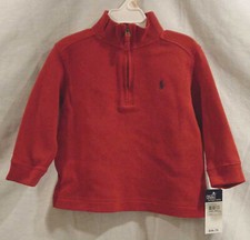 RALPH LAUREN BOYS RED ZIPPERED TURTLENECK SWEAT SHIRT SIZE 2/2T NEW WITH TAGS
