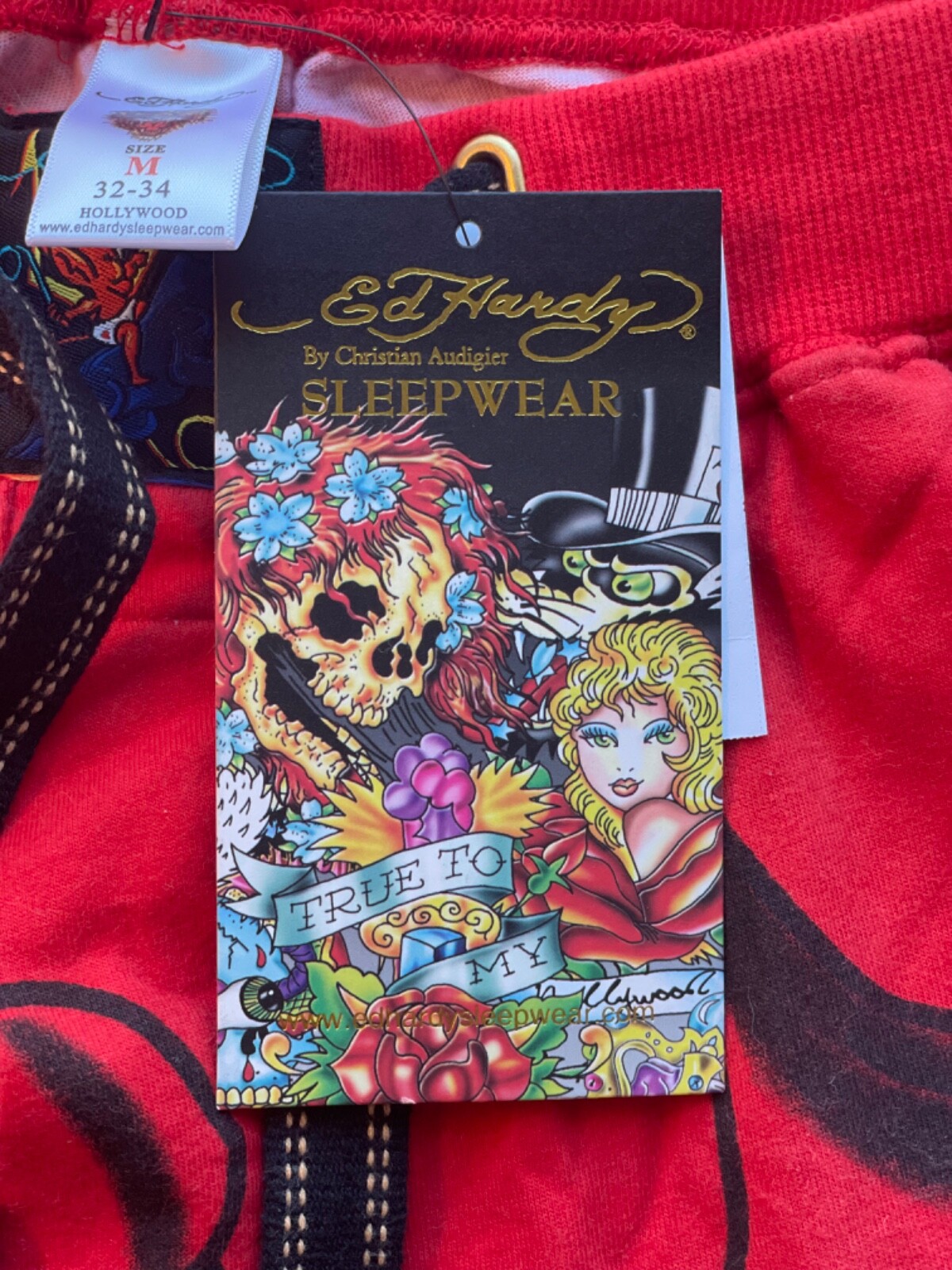 VERY RARE Michael Jackson Ed Hardy Red Lounge pants M NWT image 7