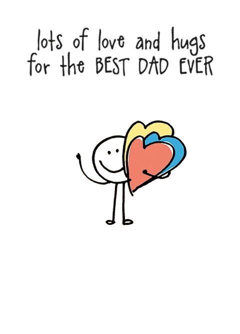 Funny Love and Hugs Fathers Day Card - Cute Illustrated Best Dad Ever Design