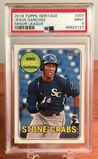 2018 Topps Heritage Minors Jesus Sanchez Short Print SP Pre Rookie RC PSA 9 MINT