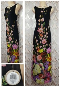 apricot black floral dress
